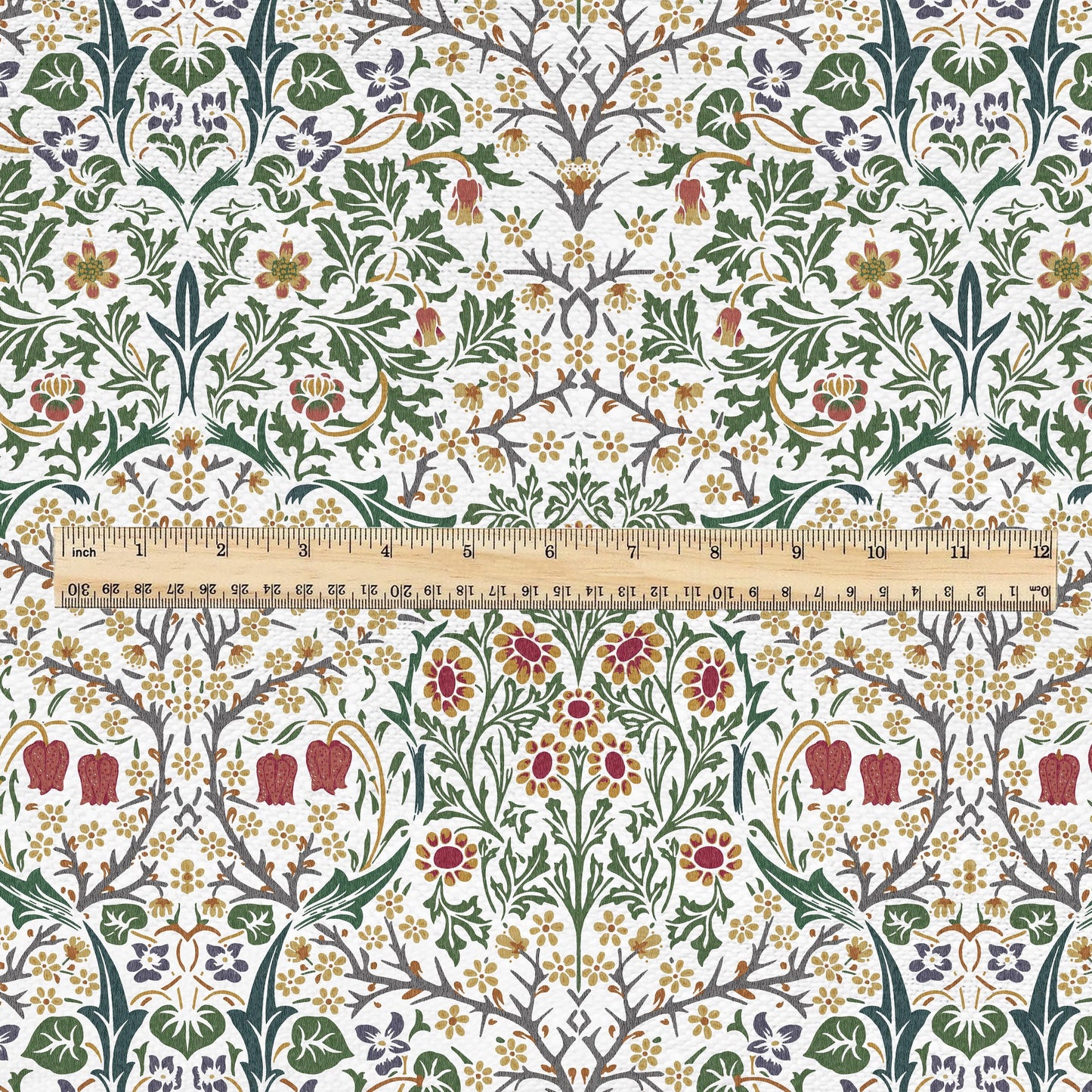 William Morris Blackthorn 100% LINEN Fabric - British linen floral upholstery home textile Victorian fabrics blue green 3179