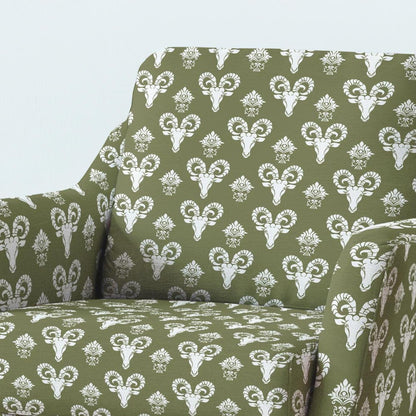 100% LINEN Fabric UPHOLSTERY 12oz - Grandmillenniar Animal print on linen - Modern vintage Victorain Sheep Aries upholstery 2153