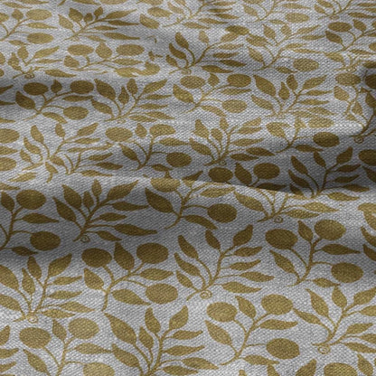 100% LINEN Fabric William Morris Rosehip yellow gray - oatmeal linen fabric with botanical print - Victorian Art Craft Historical 3274
