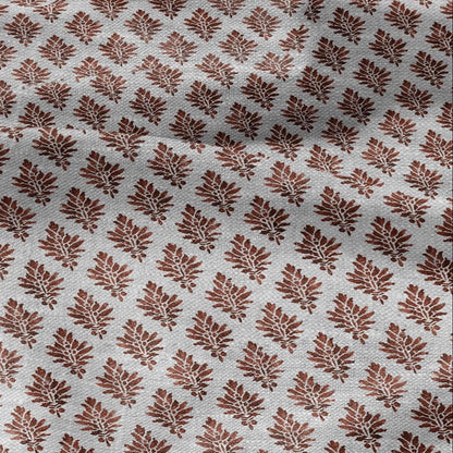 100% LINEN Fabric block print red on oatmeal linen - KENSI botanical fabric red indian block print on linen for home decor upholstery 3020