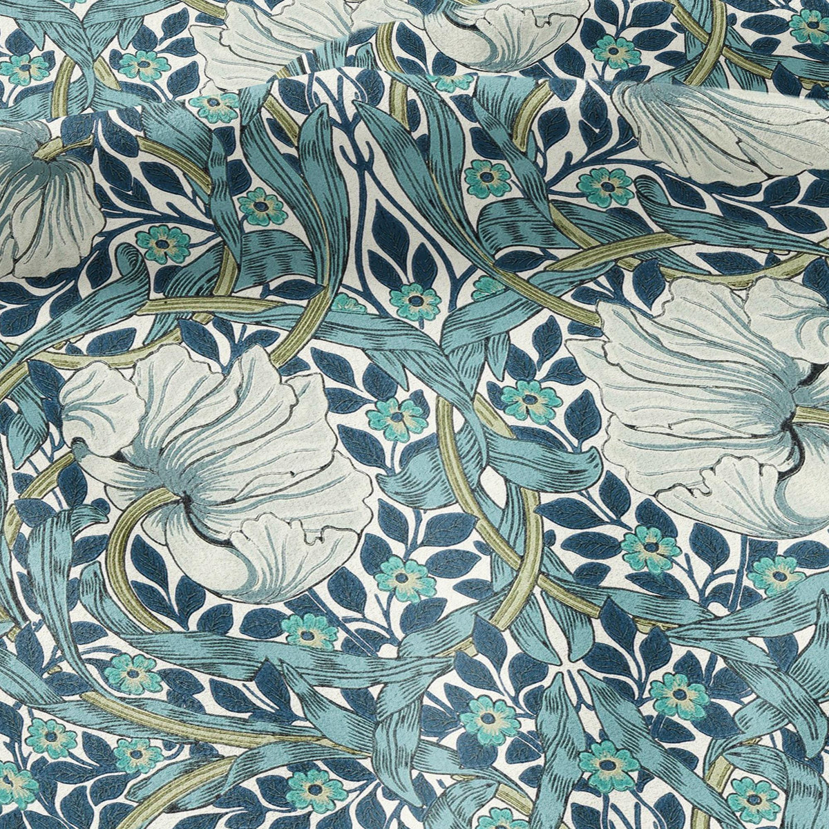 100% LINEN fabric - William Morris Pimpernel mineral - British Victorian flax - sewing upholstery home decor or clothing 3828