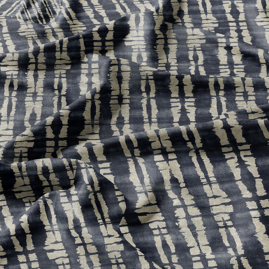 100% LINEN Fabric in indigo blue abstract print - Wabi sabi linen fabric for upholstery home decor curtains dress making pillowcases