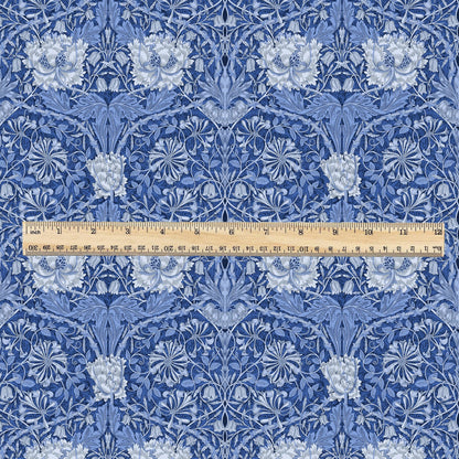 100% linen fabric William Morris Honeysuckle blueprint - Victorian Art crafts - Historical pattern fabric upholstery dress making 3278