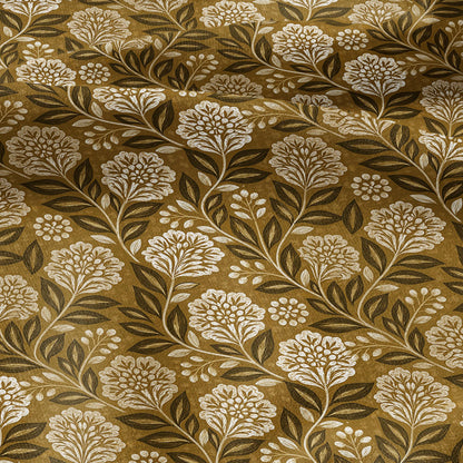 100% LINEN Fabric block print mustard flower - linen fabric with floral print -heavy linen fabric for upholstery home decor 3796