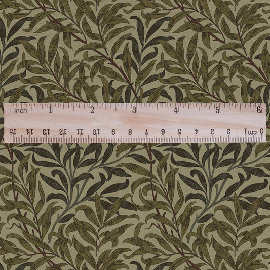 William Morris Willow Bough dark khaki print 100% LINEN Fabric - British linen floral upholstery home textile Victorian fabrics 3329