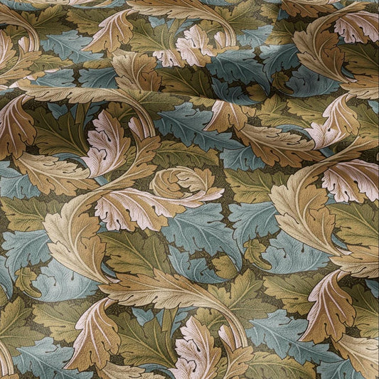 William Morris Acanthus print on 100% LINEN - Victorian Art crafts linen Fabric - botanical Historical upholstery home textile