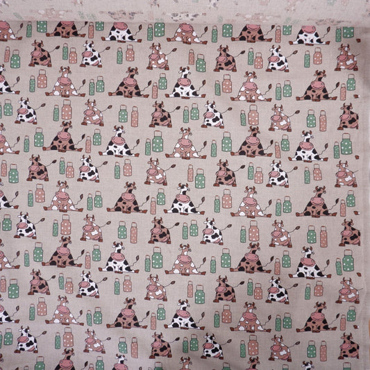 Linen fabric COW print Heavy weight 240gsm Colorfull Animal print on flax  fabric for decoration tablecloth home textile upholstery