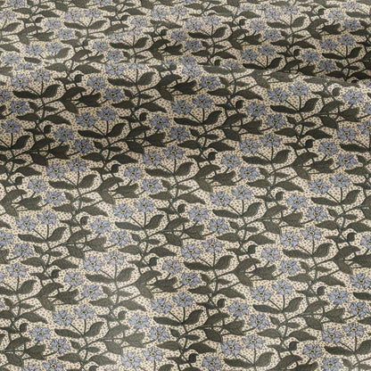 100% linen Periwinkle prints fabric for Curtain Upholstery Cushion - Art deco flower print fabric for dress making sewing