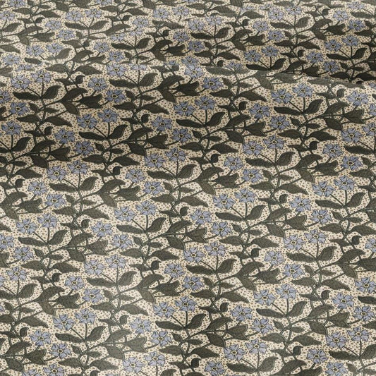 100% linen Periwinkle prints fabric for Curtain Upholstery Cushion - Art deco flower print fabric for dress making sewing