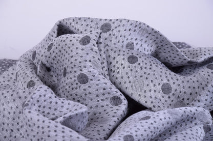 100% linen fabric Medium weight 190gsm. Black grey polka dots reversable double side. flax  for crafting, table linen, napkins, jackets etc