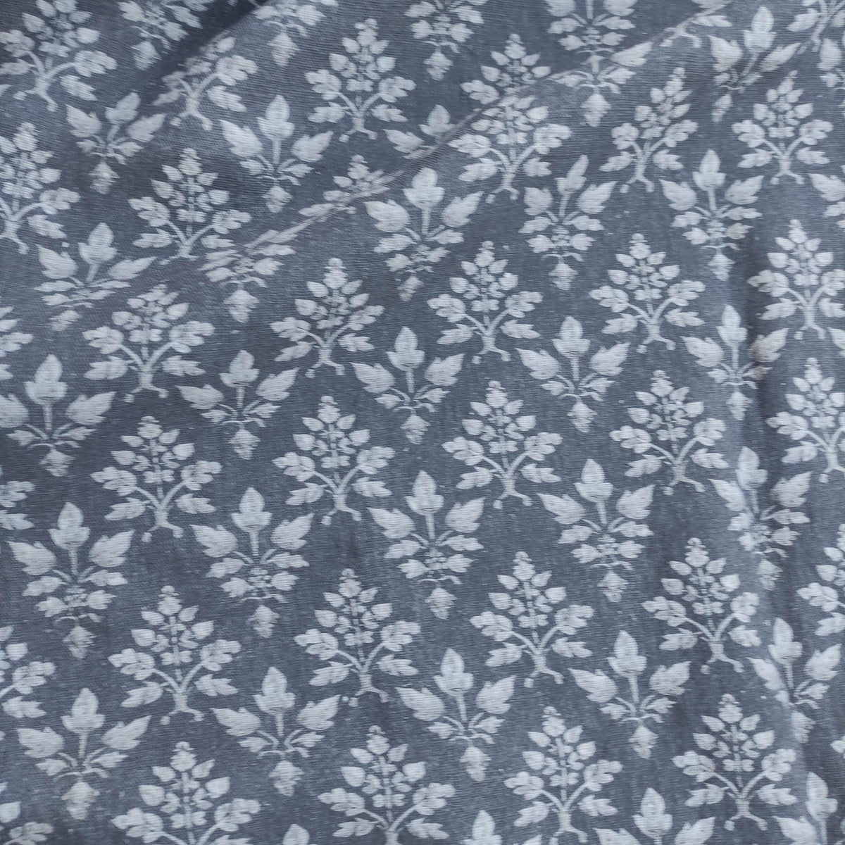 100% LINEN Fabric Tosca gray print - botanical block print upholstery curtains dress making 2074