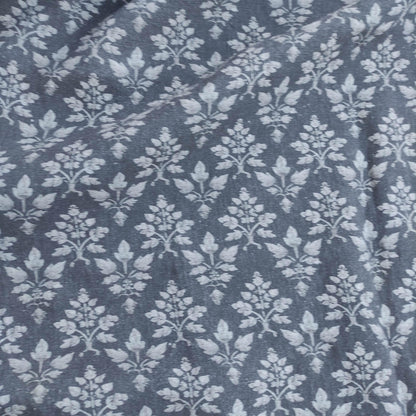 100% LINEN Fabric Tosca gray print - botanical block print upholstery curtains dress making 2074