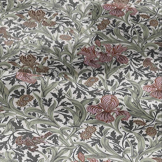 100% LINEN fabric Dearle Iris - Art Nouveau Art crafts linen Fabric - botanical Historical upholstery home textile