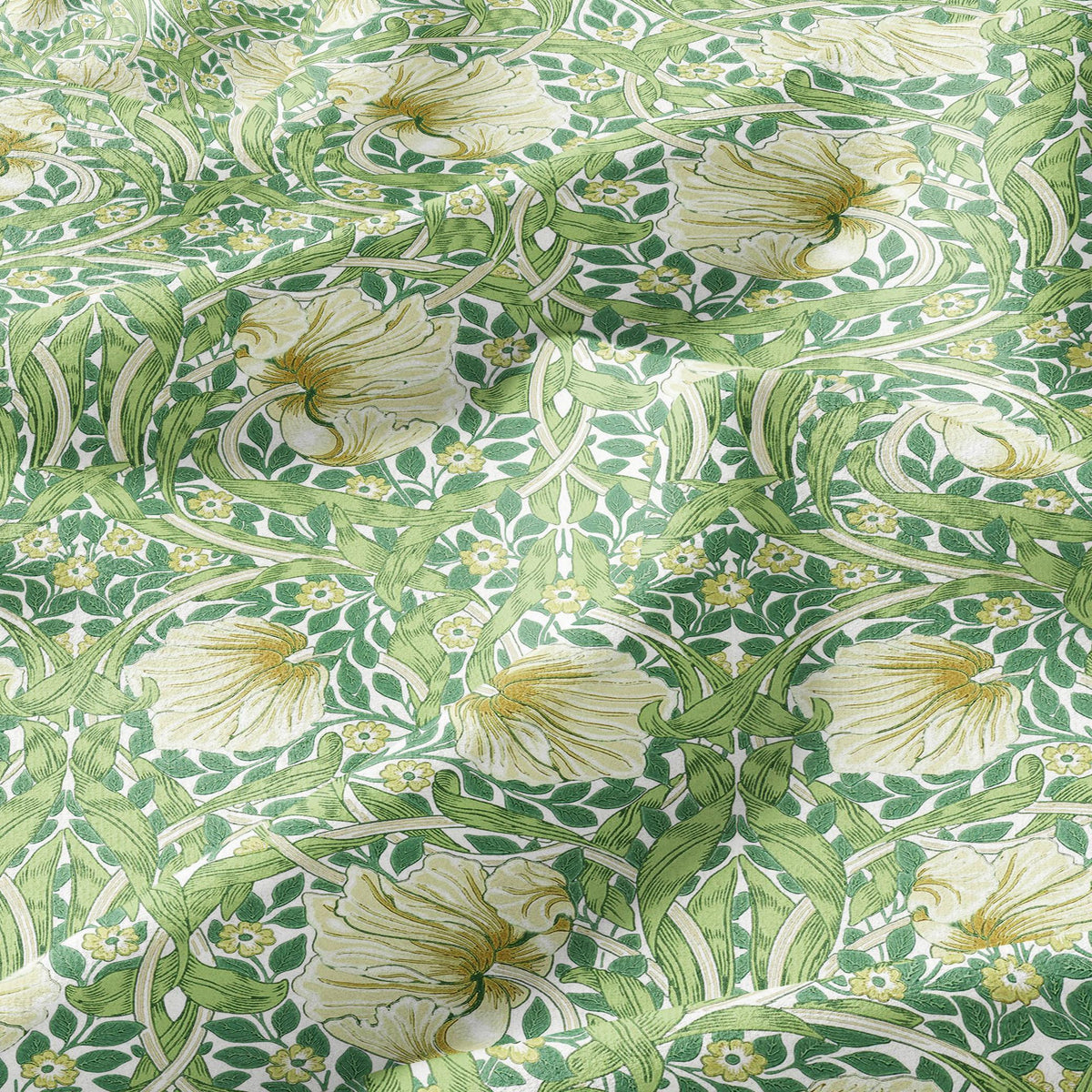 100% LINEN fabric - William Morris Pimpernel leave green - British Victorian Art Craft flax - sewing upholstery home decor or clothing 3812