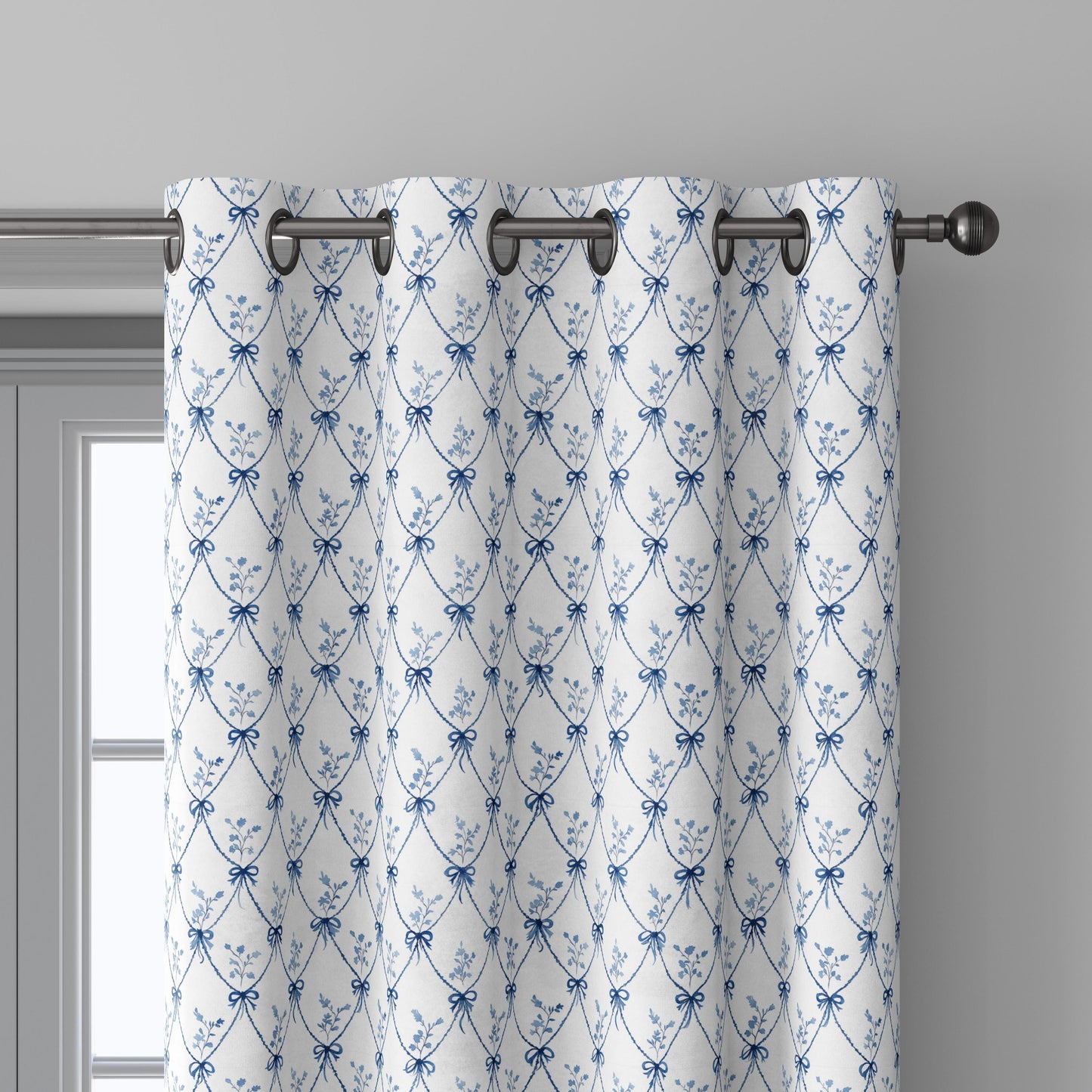 100% linen fabric Blue white diamond lattice print - Large Scale Botanical Damask Pattern for Upholstery Curtains Home Decor 3426