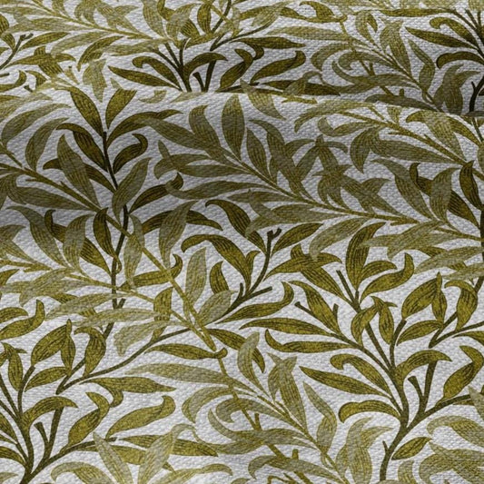 100% LINEN Fabric William Morris Bough Willow - oatmeal natur linen fabric with botanical print - Victorian Art Craft Historical 3177