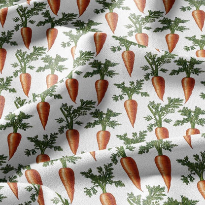 100% LINEN Fabric Carrots print - vegetable botanical stripe upholstery home textile artisan brown white 2371