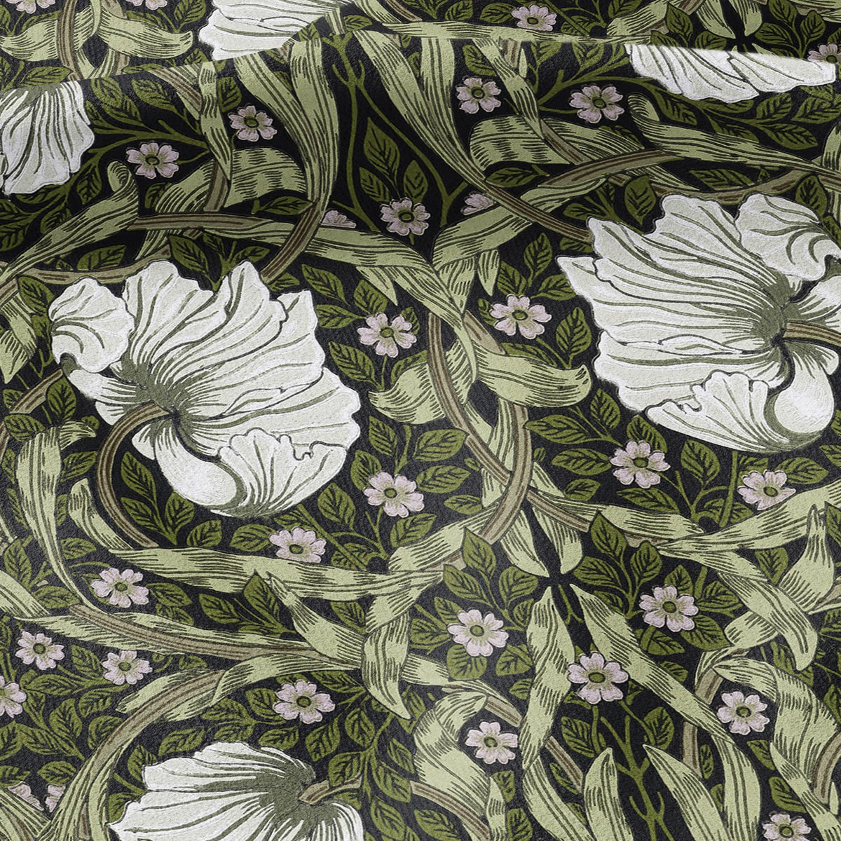 100% LINEN fabric - William Morris Pimpernel olive green - British Victorian flax - sewing upholstery home decor or clothing 3833