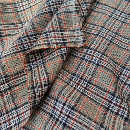 Premium Linen checked Fabric in black natural brown linen | malmo check Medium weight natural black brown