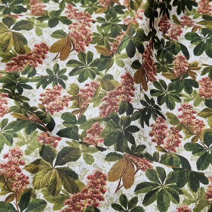 100% LINEN Fabric Chestnut tree print - French linen floral blossom  - for upholstery heavy or medium for dressmaking 2644
