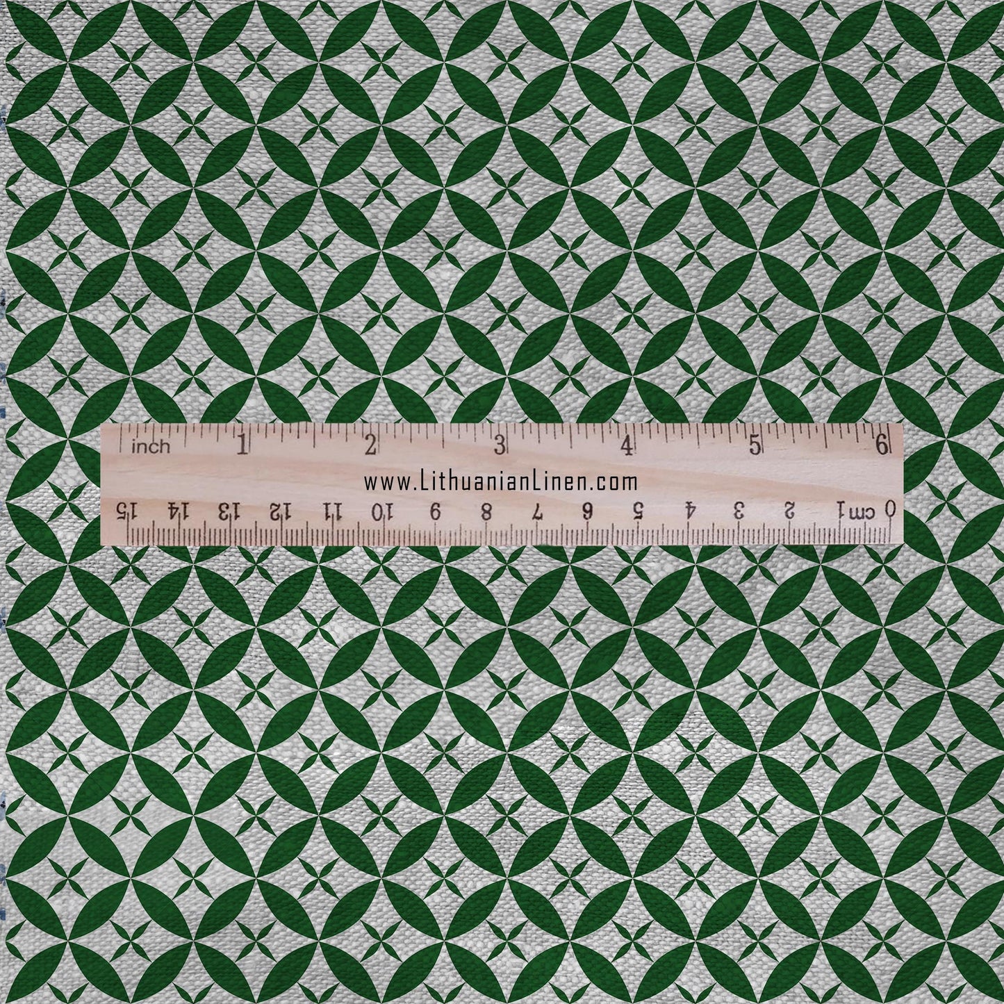 100% LINEN Fabric Geometric green print - mid-century modern green print on linen for upholstery curtains dress making 2648