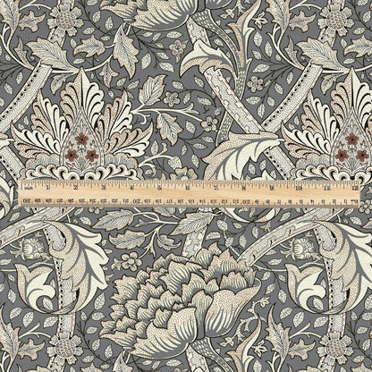 100% LINEN Fabric William Morris windrush gray print - British linen floral upholstery home textile Victorian fabrics 2737