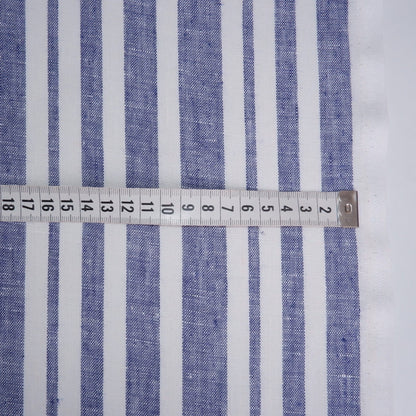100% blue and white stripes in linen fabric - Medium weight - nautical fabric for clothing, curtains, home textile, home decor craft project