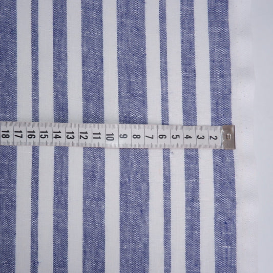 100% blue and white stripes in linen fabric - Medium weight - nautical fabric for clothing, curtains, home textile, home decor craft project
