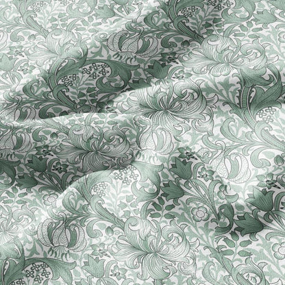 William Morris Golden Lily sage green 100% LINEN Fabric - British linen floral upholstery home textile Victorian fabrics 3234