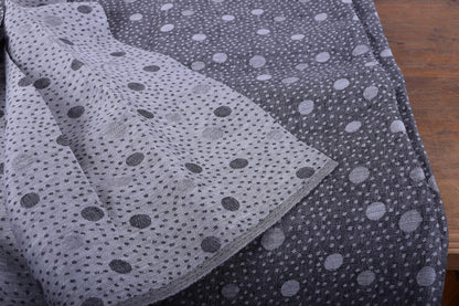 100% linen fabric Medium weight 190gsm. Black grey polka dots reversable double side. flax  for crafting, table linen, napkins, jackets etc