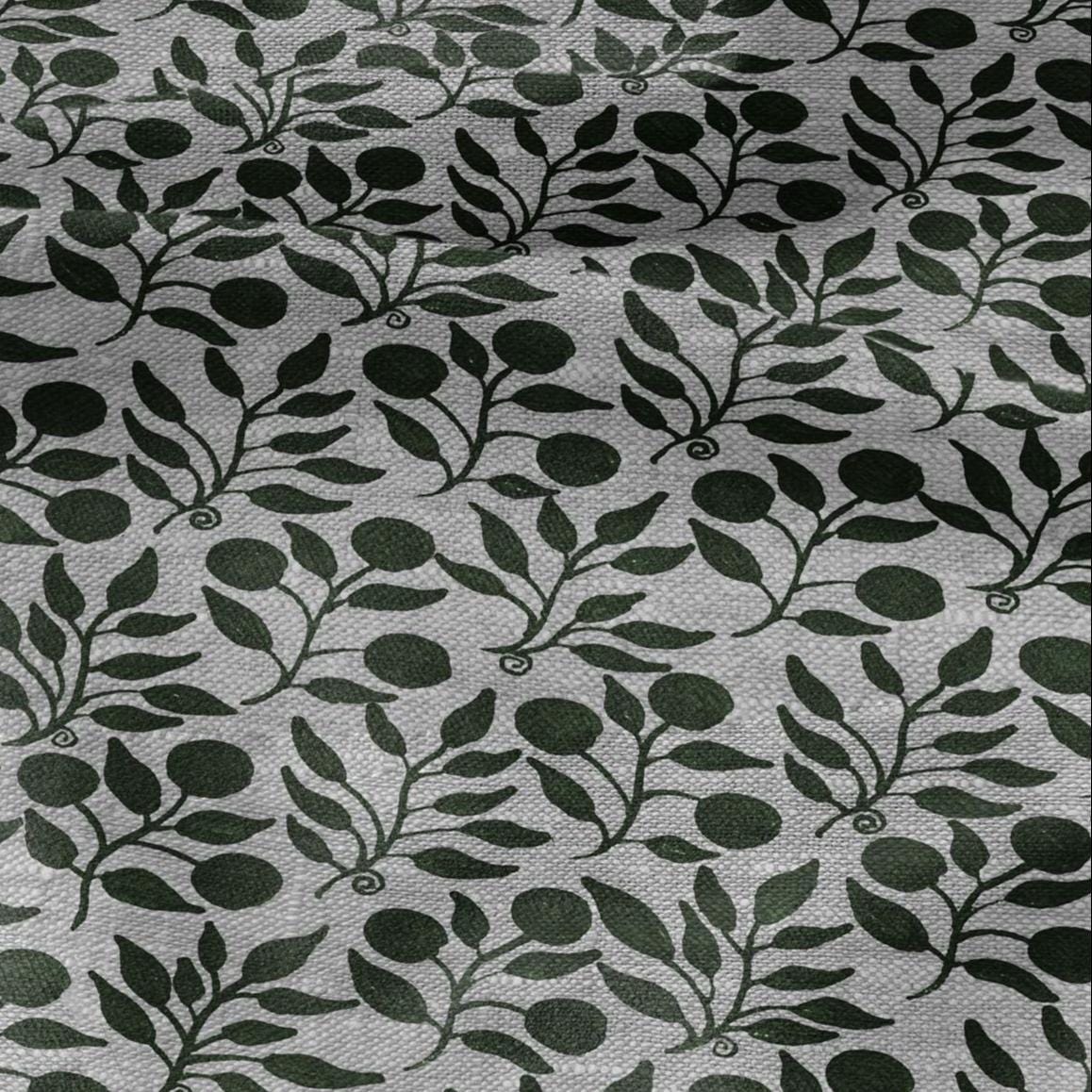 100% LINEN Fabric William Morris Rosehip green gray - oatmeal linen fabric with botanical print - Victorian Art Craft Historical 3296