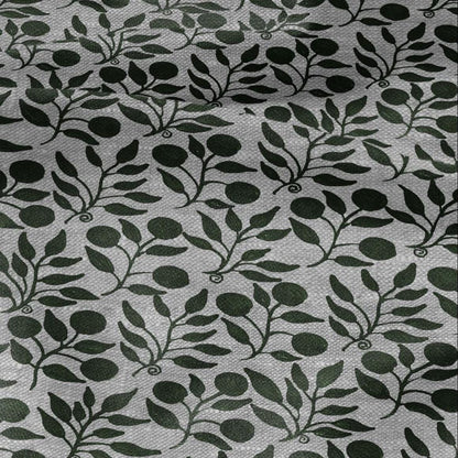 100% LINEN Fabric William Morris Rosehip green gray - oatmeal linen fabric with botanical print - Victorian Art Craft Historical 3296