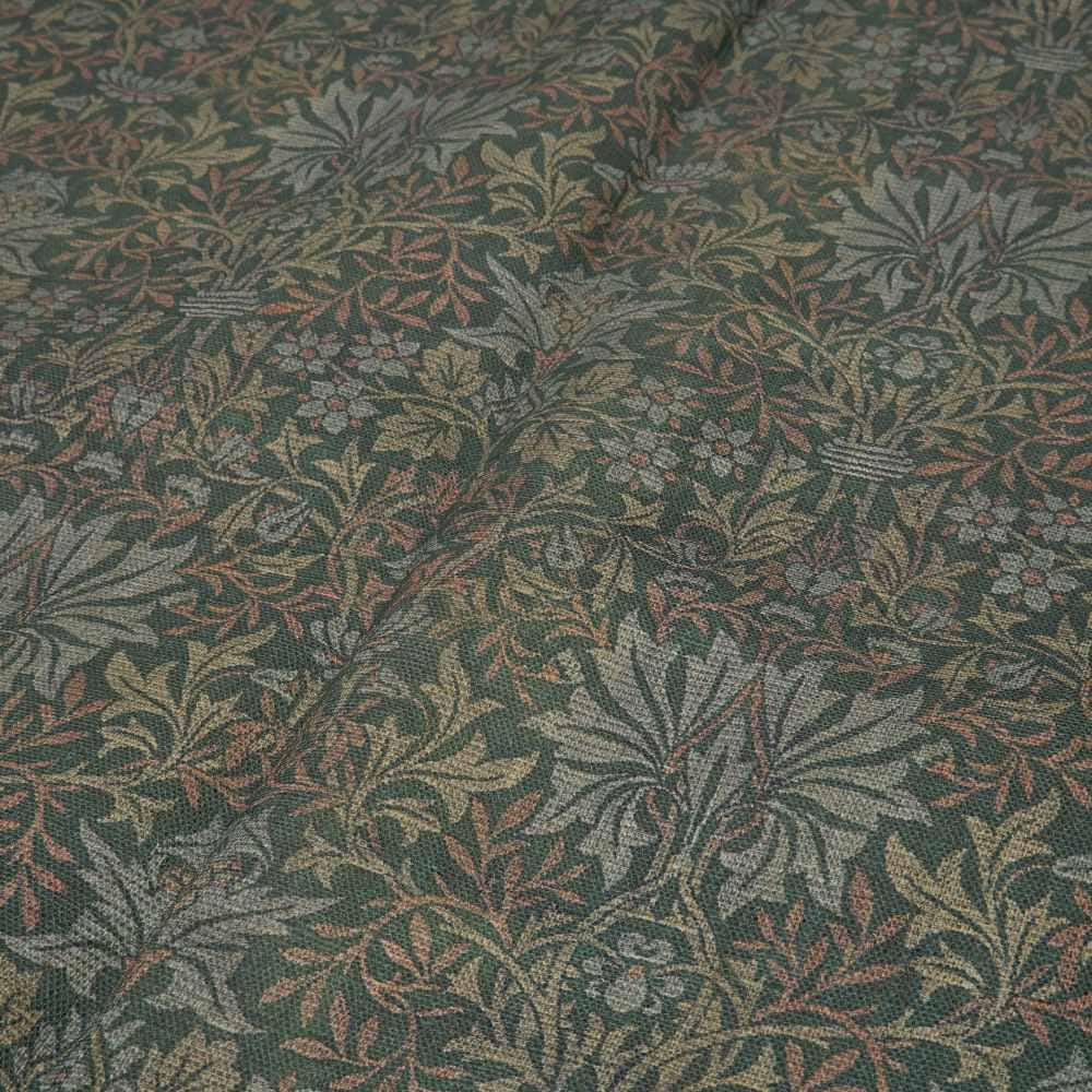 William Morris Green tapestry print Flower garden 100% LINEN fabric - Victorian Art and crafts Linen fabric botanical Historical 2110