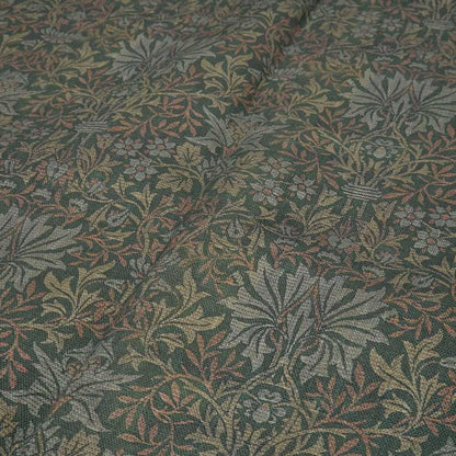 William Morris Green tapestry print Flower garden 100% LINEN fabric - Victorian Art and crafts Linen fabric botanical Historical 2110