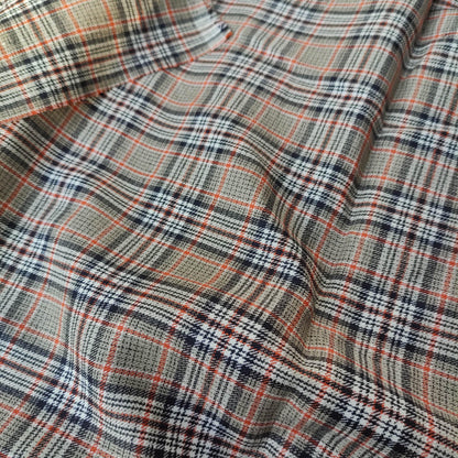Premium Linen checked Fabric in black natural brown linen | malmo check Medium weight natural black brown