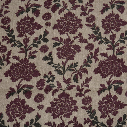 100% linen Retro Maroon flower Print fabric for Curtain Upholstery Cushion - Floral  - for dress making sewing 2262