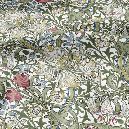 100% LINEN fabric - William Morris Golden lily green - British Victorian flax - sewing upholstery home decor or clothing 3809