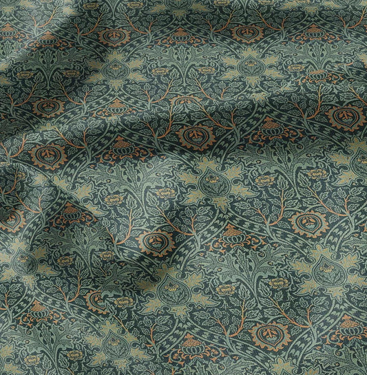 William Morris Ispahan print 100% LINEN, Victorian Art and crafts linen fabric botanical Historical upholstery home textile
