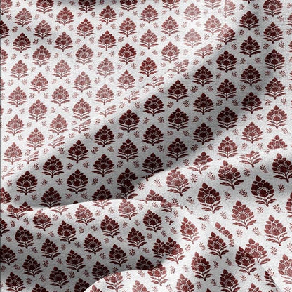 100% LINEN Fabric Rhus blossom print - red Indian floral linen heavy for upholstery home decor - medium for dress making 2803