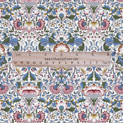 William Morris Lodden print on 100% LINEN - Victorian Art crafts linen Fabric - botanical Historical upholstery home textile