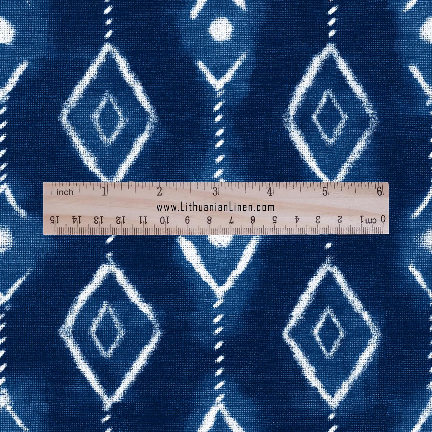 100% LINEN Fabric indigo blue print - Shibori abstract stripe square - upholstery curtains dress making 2985