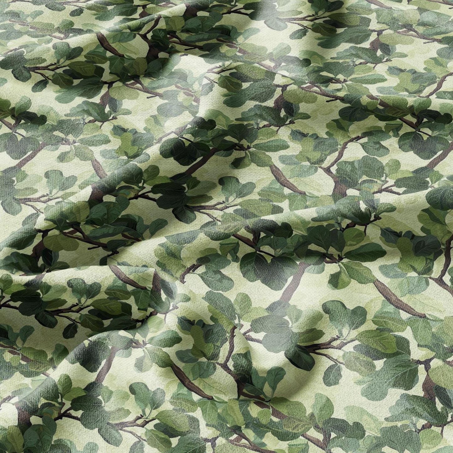 100% LINEN Fabric greenery floral - Fig tree leaves botanical for upholstery dressmaking curtains home textile Art Nouveau 2172