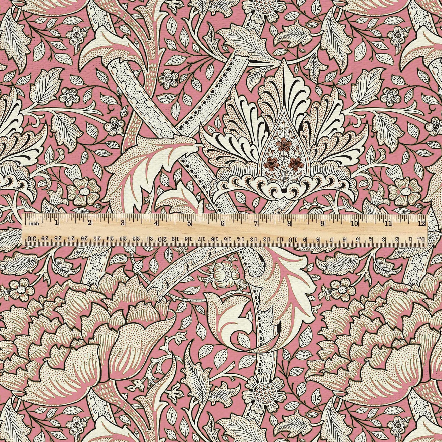 100% LINEN Fabric William Morris windrush pink print - British linen floral upholstery home textile Victorian fabrics 2738