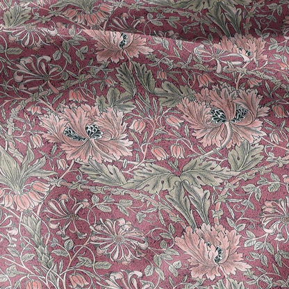 100% linen fabric William Morris Honeysuckle pink print - Victorian Art crafts - Historical pattern fabric upholstery dress making 3300