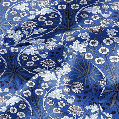 100% LINEN Fabric William Morris Hyacinth blue print - British linen floral upholstery home textile Victorian fabrics navy blue 3146