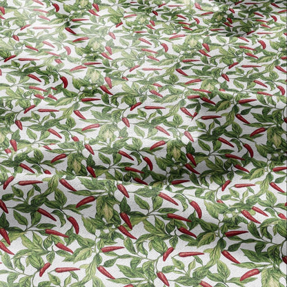 100% LINEN Fabric Chili pepper print linen - floral linen botanical fabric for upholstery home decor dress making 2206