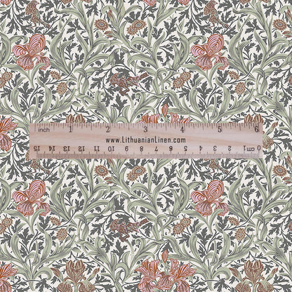 100% LINEN fabric Dearle Iris - Art Nouveau Art crafts linen Fabric - botanical Historical upholstery home textile