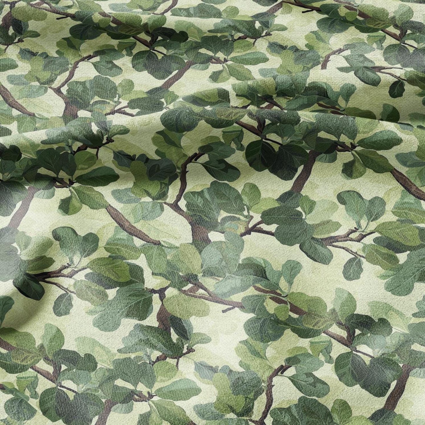 100% LINEN Fabric greenery floral - Fig tree leaves botanical for upholstery dressmaking curtains home textile Art Nouveau 2172