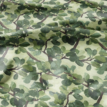 100% LINEN Fabric greenery floral - Fig tree leaves botanical for upholstery dressmaking curtains home textile Art Nouveau 2172