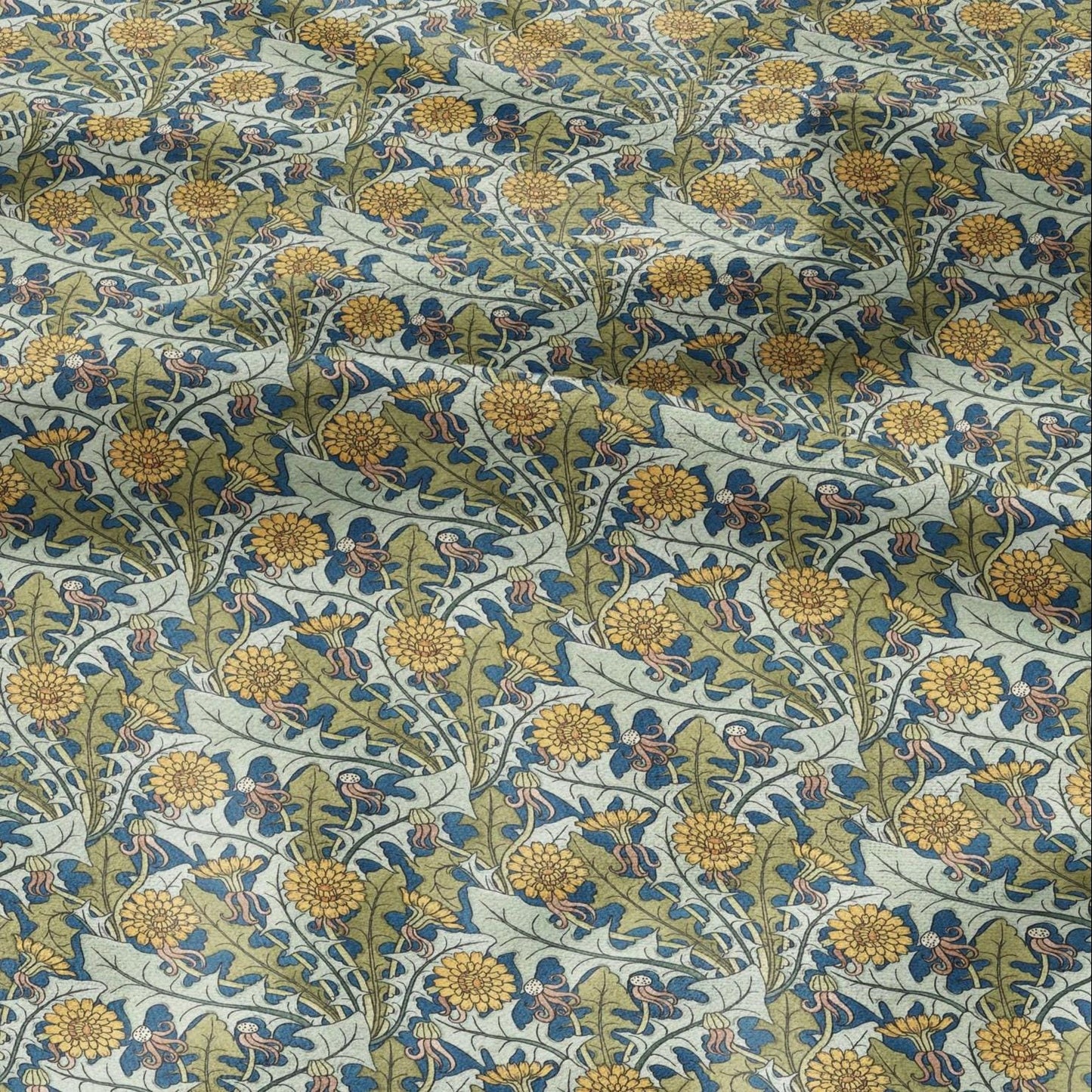 100% linen Art Nouveau Print fabric for Curtain Upholstery Cushion - Floral fabric Poppy red - for dress making sewing 2478